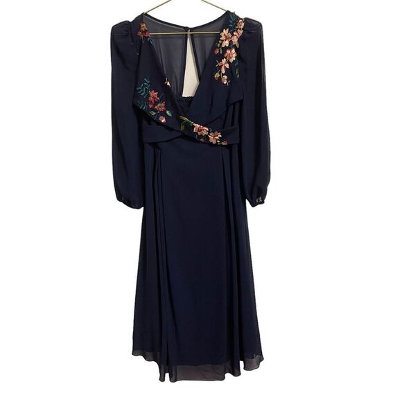 ASOS Little Mistress Maternity Navy Blue Floral Embroidered Dress Size 4 - Picture 1 of 8